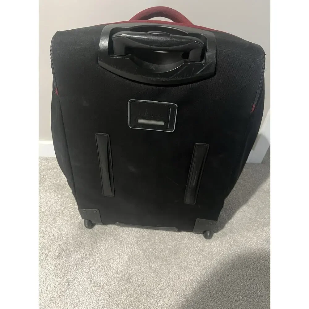 LL Bean Deluxe Rolling Wheeled Bag Travel Luggage Red Burgundy Trip Nylon Large